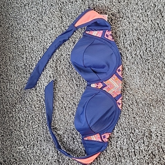 Ninety Six Degrees Bikini Top Blue Pink Strapless Size Medium - Picture 1 of 6